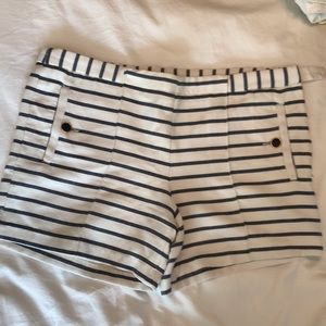 White and navy striped shorts